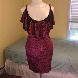 NWT red velvet frill Bodycon dress